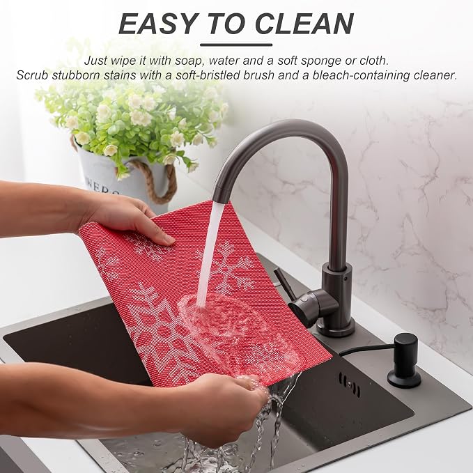 Placemats Set of 4 Washable Indoor | Outdoor Vinyl Place Mats - Image 4