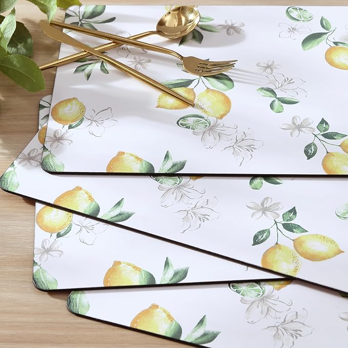 Laura Ashley Cork Placemats, 16 x 12-inch, Lemon Floral | Ideal - Image 4