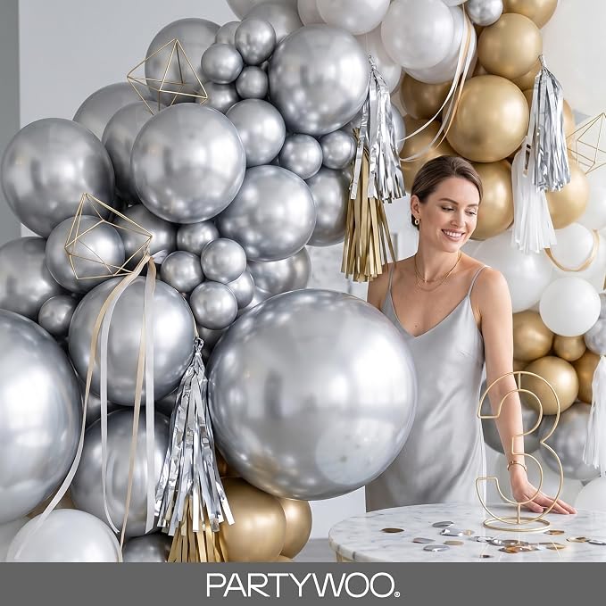 PartyWoo Silver Balloons 152pcs Different Sizes of 18 12 10 5 Inch | Balloons - Image 9