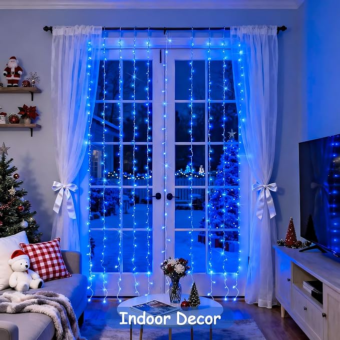 JMEXSUSS 300LED Blue Curtain Lights, 9.8x9.8ft String Lights Indoor Outdoor | - Image 4