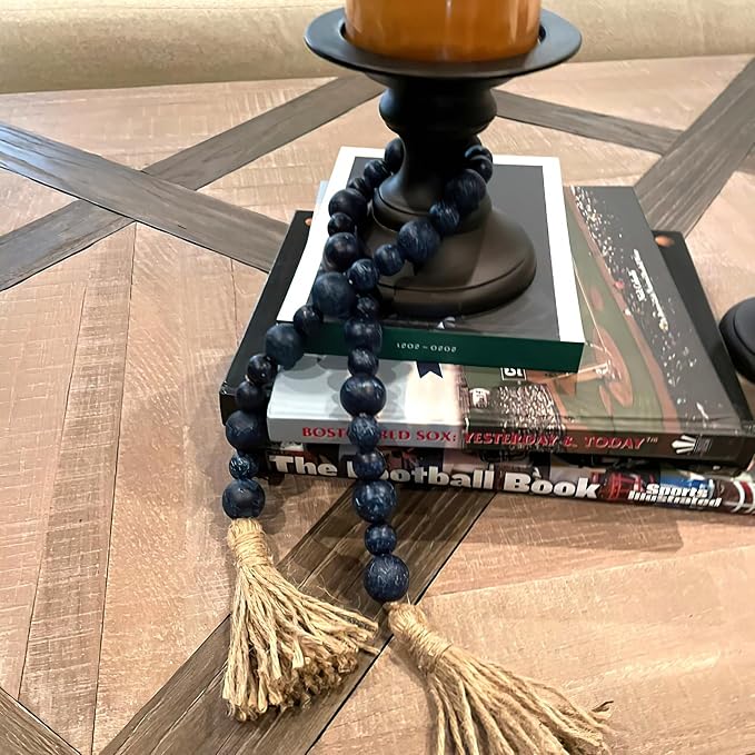 Handcrafted Farmhouse Wooden Decorative Beads Garland, Table Tray Boho Wood - Image 4