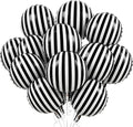 Black and White Striped Balloons, 12 Pack 18 Inch Round Foil Balloons | by HTangparty
