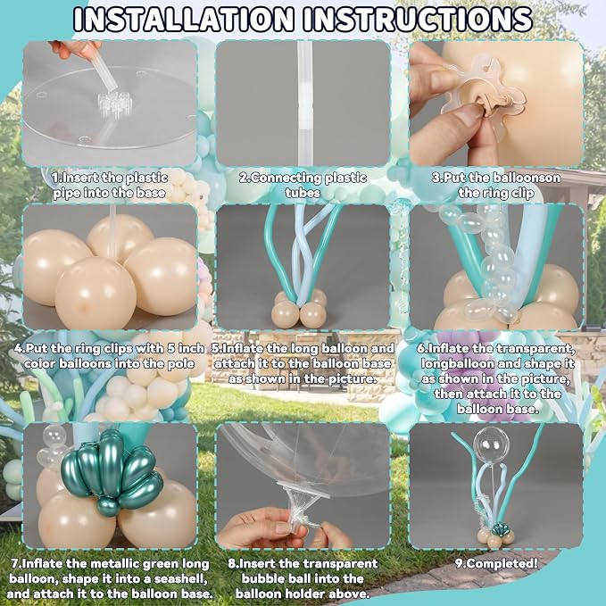 6 Sets Under The Sea Party Mermaid Decorations Balloons Centerpiece Stand Kit - Image 3