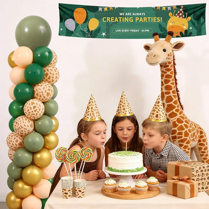 Green and Gold Balloon Column Stand Kit Set of 2, Safari Jungle Baby Shower - Image 7