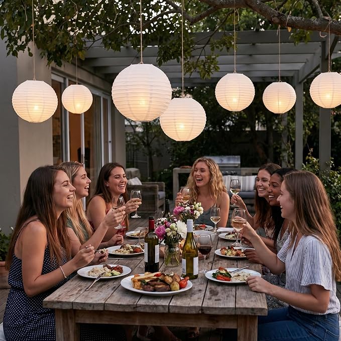10pcs White Paper Lanterns Party Decorations, 16in Large Chinese Round Paper - Image 6