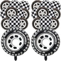 22 Pcs Checkered Tire Balloons, Racetrack Birthday 18 inch Black Checkered by Fezava