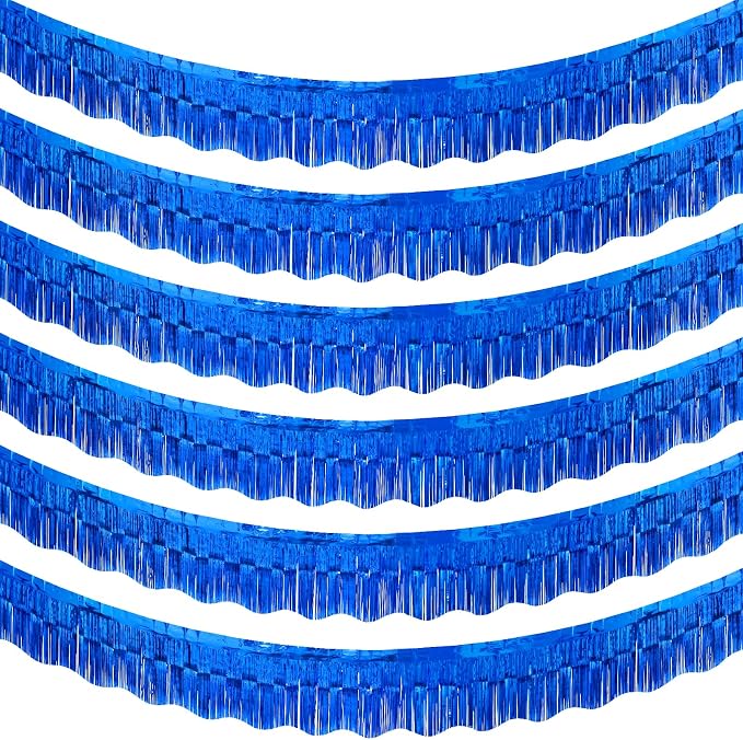 LOLStar Sapphire Blue Foil Fringe Tinsel Garland, Streamers Banner, 6 Pack | by LOLSTAR