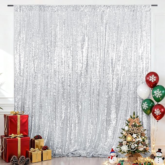 Eternal Beauty Silver 3mm Sequin Backdrop 8x10 Ft - Image 2
