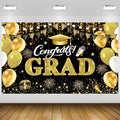 Black Gold Graduation Banner Backdrop 2026 5.9x3.6ft Congrats Grad Banner by Retyshiaphoto