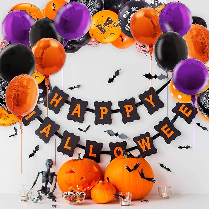 TONIFUL 30Pcs 18 Inch Black Orange Purple Round Shape Foil Balloons Big Circle - Image 4