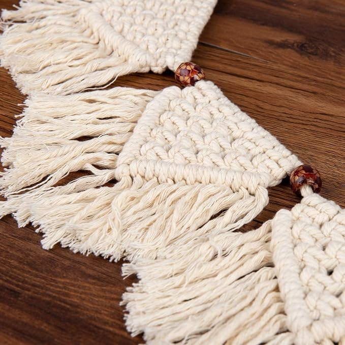 Eiyye Boho Tassel Garland Wall Hanging Handmade Cotton Bohemian Banner Home - Image 7