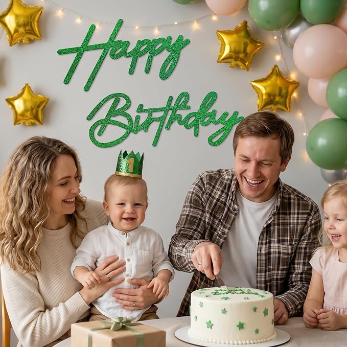 Green Happy Birthday Sign for Backdrop - Image 3