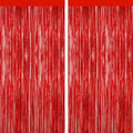 GCB 2 Pack Red Tinsel Backdrop, Fringe Curtains, Wedding Photo Backdrop Party by GCBPartyDecorations