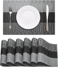 HeloHo Black Placemats Set of 6 Washable Place Mats Vinyl Woven Table Mats by HeloHo
