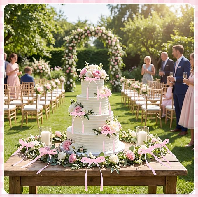 30 Pack Bow Cake Toppers Pink Ribbon Bows - Image 3