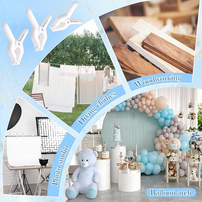 108 Pcs Balloon Arch Kit, 10 White 4 Inch Clips, 50 White 260 Balloons | - Image 6