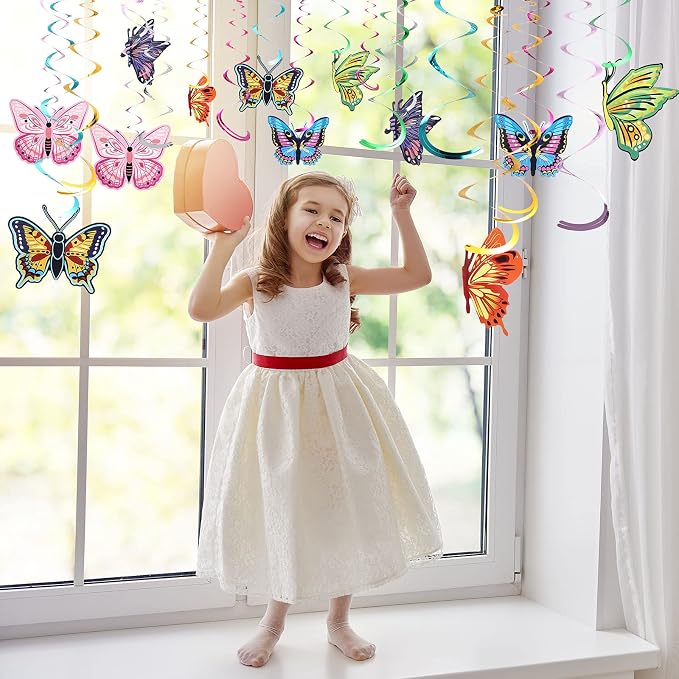 36 Pcs Summer Butterfly Party Decoration Hanging Ceiling Swirl Streamer Large - Image 7