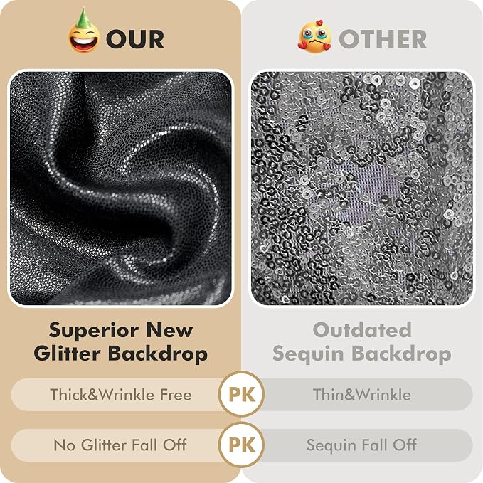 30ftx10ft Shimmer Black Sequin Backdrop Curtain - Image 2