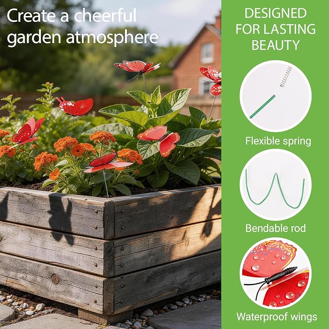 30PCS Red Butterfly Decor Artificial Butterflies - Image 3