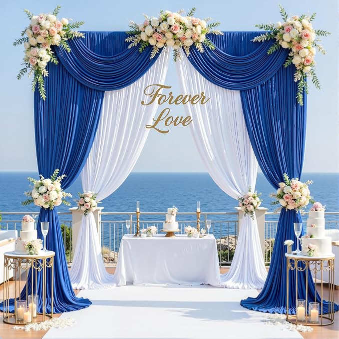 20×14 ft Royal Blue Wrinkle Free Backdrop Curtain, Soft Silky Polyester Wedding - Image 3