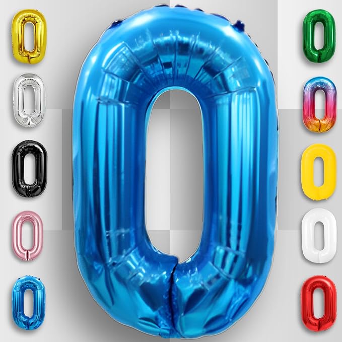 Blue Number Balloon 0 Mylar Foil Balloons 40 inch - Image 3