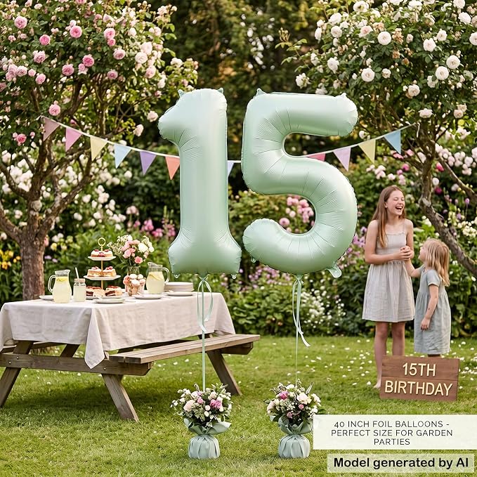 40 Inch Olive Green Number 15 Balloon - Image 6