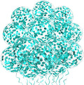VHUWE Teal Blue Confetti Balloons 25 Pcs, 12 Inch Thickened Clear Latex Balloon by VHUWE