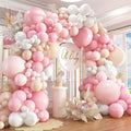 412Pcs Pink Balloon Arch Garland Kit, 18 12 10 5 Inch Pink White Balloon Arch by PAXILE