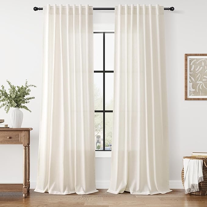 Modern Linen Curtains 108 Inches Long by Nanspring