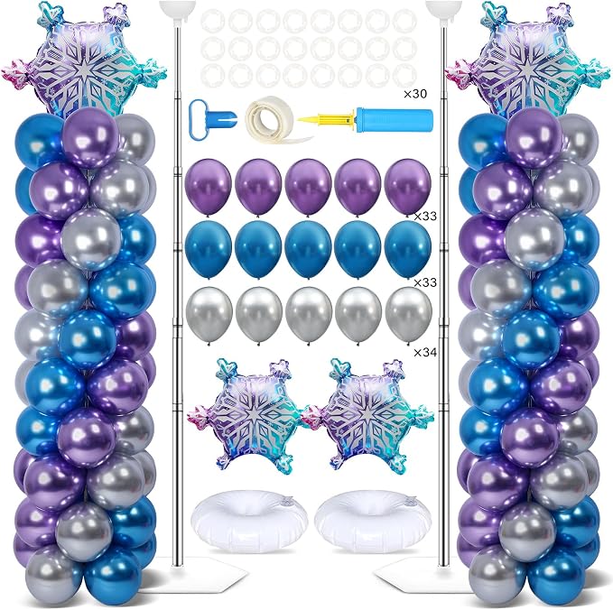2 Sets Snow Party Balloon Column Stand Kit by Naozinebi