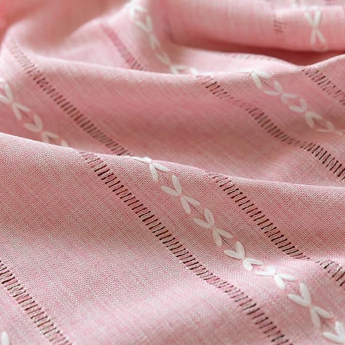 RoomTalks Cute Pink Textured Curtains - Image 7
