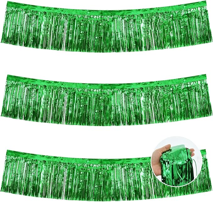 BEISHIDA Green Fringe Garland Banner 3Pack 30ft Wall Tinsel Foil Streamers | by Beishida