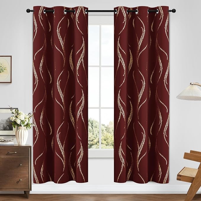 Yakamok Burgundy Blackout Curtains - Image 2