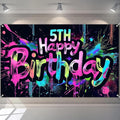 HOMETITUTE Happy 5th Birthday Backdrop Banner 71x43 Inch | 5th Birthday by HOMETITUTE