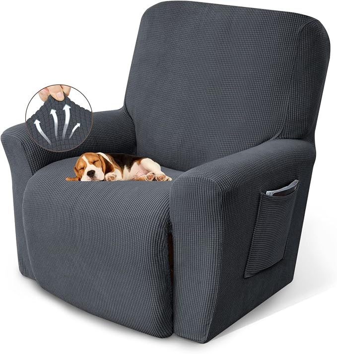 Recliner Chair Covers, 1-Piece Lazy Boy Recliner Covers, Charcoal | Washable by KEKUOU