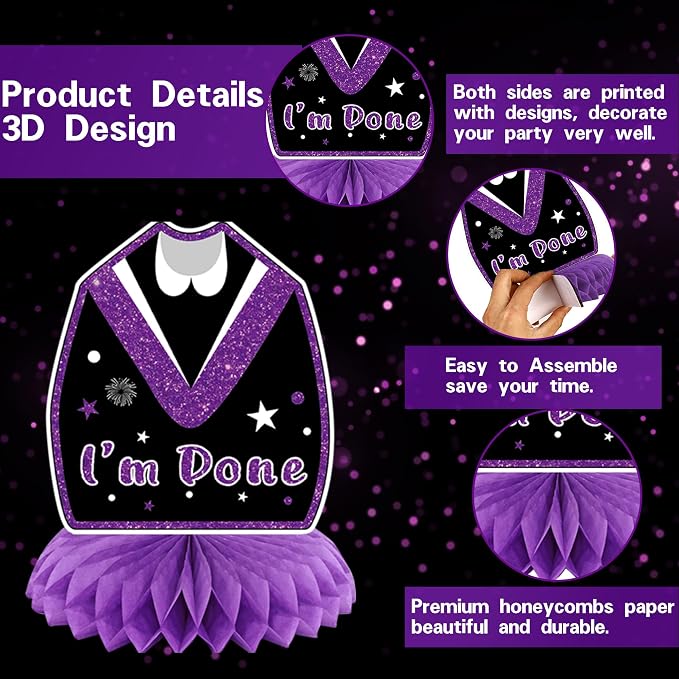 DARUNAXY Black Purple Graduation Party Decorations, 2026 Congrats Grad - Image 3