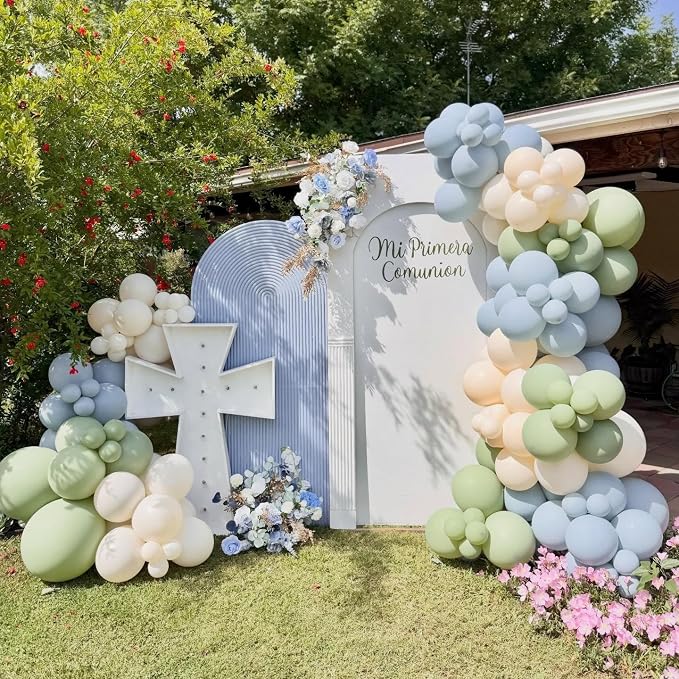 Sage Green and Blue Balloons, Baby Boy Shower Balloons - Image 7