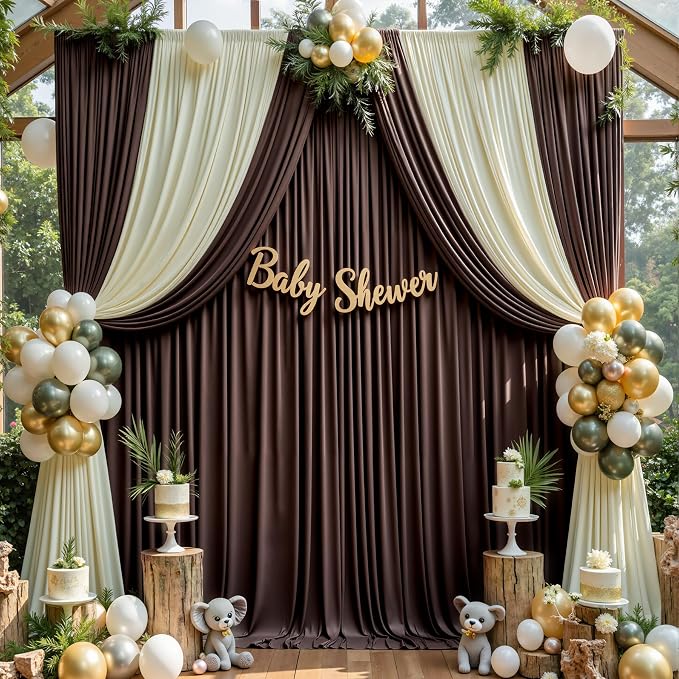 20×12ft Wrinkle Free Brown Backdrop Curtain - Image 5