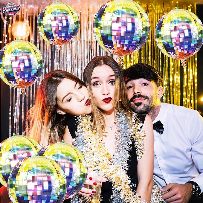 6pcs 22 Inch Multicolor Disco Ball Balloons, Rainbow Big Disco Balloons - Image 7