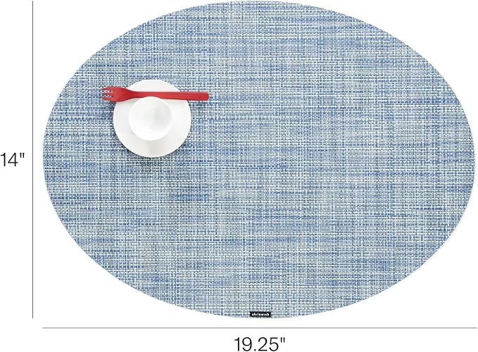 Chilewich Mini Basketweave Placemats, Woven Oval Placemats Set of 4 | Reusable - Image 2