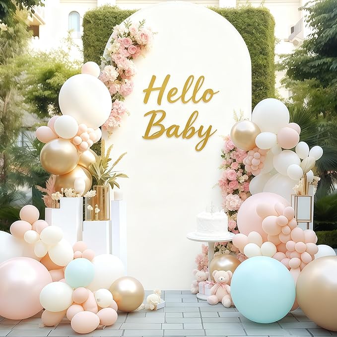 6.6FT Ivory Arch Backdrop Cover - Polyester Fitted Wedding Arch Stand Covers Round Top Chiara Arch Backdrop Cover for Birthday Party Banquet Photo Background Decoration