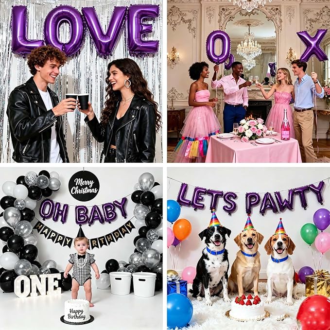 52 Pcs Purple Letter Balloons, Custom 2 Set A-Z Set - Image 6