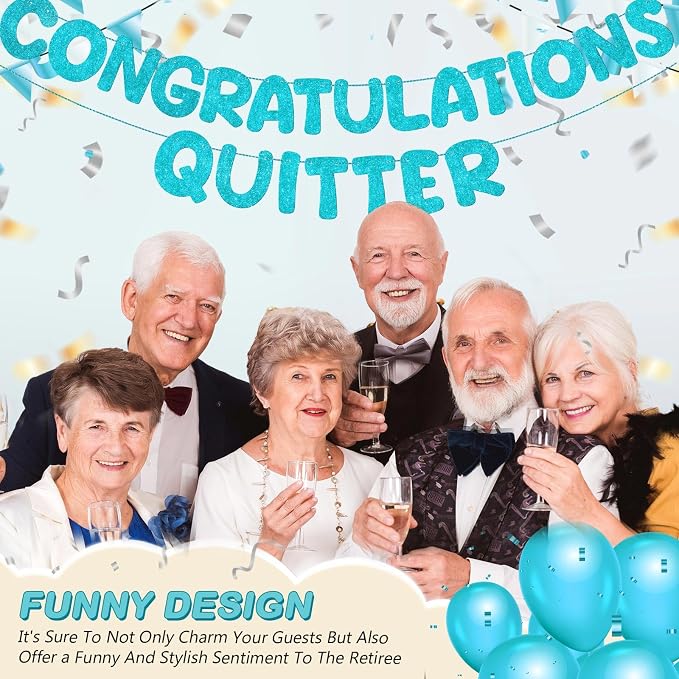 Fulmoon Pre Strung Congratulations Quitter Glitter Banner Funny Retirement - Image 5