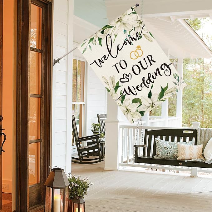 AVOIN colorlife Welcome to Our Wedding House Flag 28x40 Inch | Double Sided - Image 4
