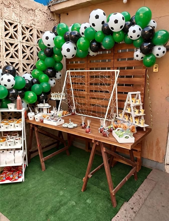 Soccer Balloons, Birthday Party Decor | Green and Black Soccer Printed Latex - Image 4