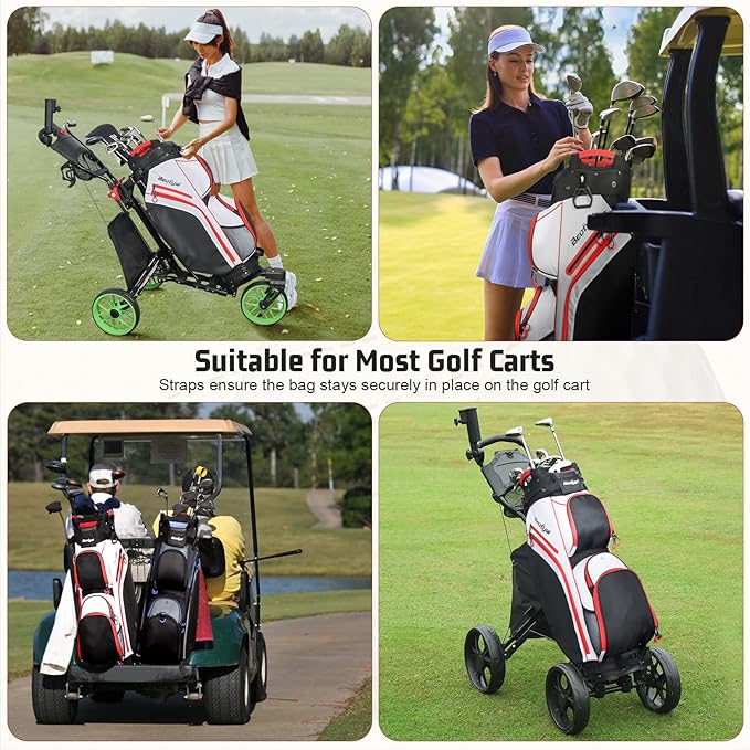 Cart Golf Bag 15 Way Organizer Divider Top Golf Club Bags Lightweight Golf Cart Bags for Men Women with Cooler, Rain Cover