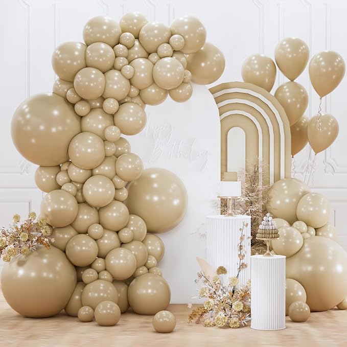 PartyWoo Cream Balloons 152 pcs Different Sizes of 18 12 10 5 Inch Beige Ivory by PartyWoo