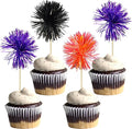 Gyufise 30Pcs Foil Firework Cupcake Toppers Sparkle Tinsel Cake Toppers Tinsel by Gyufise