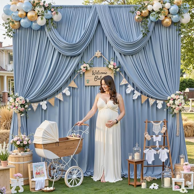 50ft×12ft Dusty Blue Backdrop Curtains - Image 7