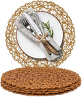 AHHFSMEI Paper Braided Round Placemats Set of 6 Natural Non-Slip Heat Resistant by AHHFSMEI